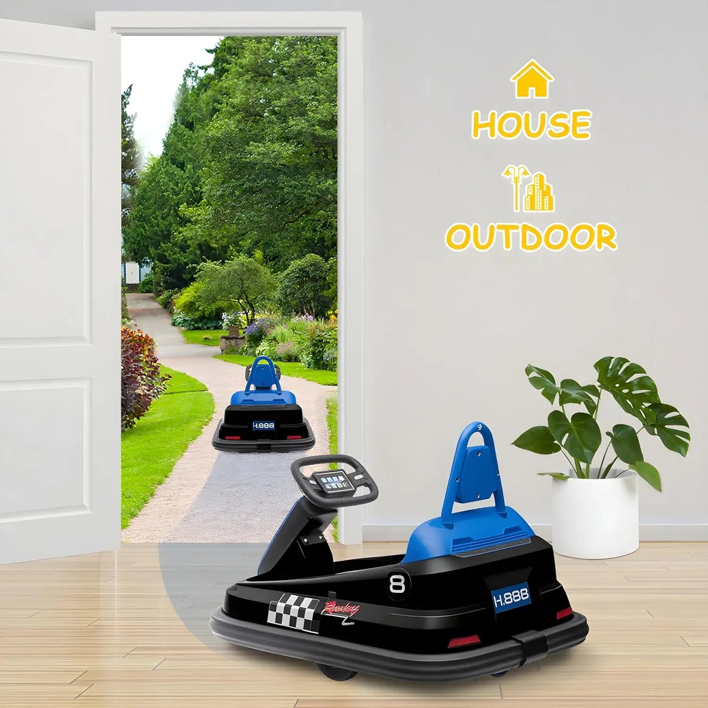 HiMISS 6V Toddler Bumper Car Ride On Toy With Spin