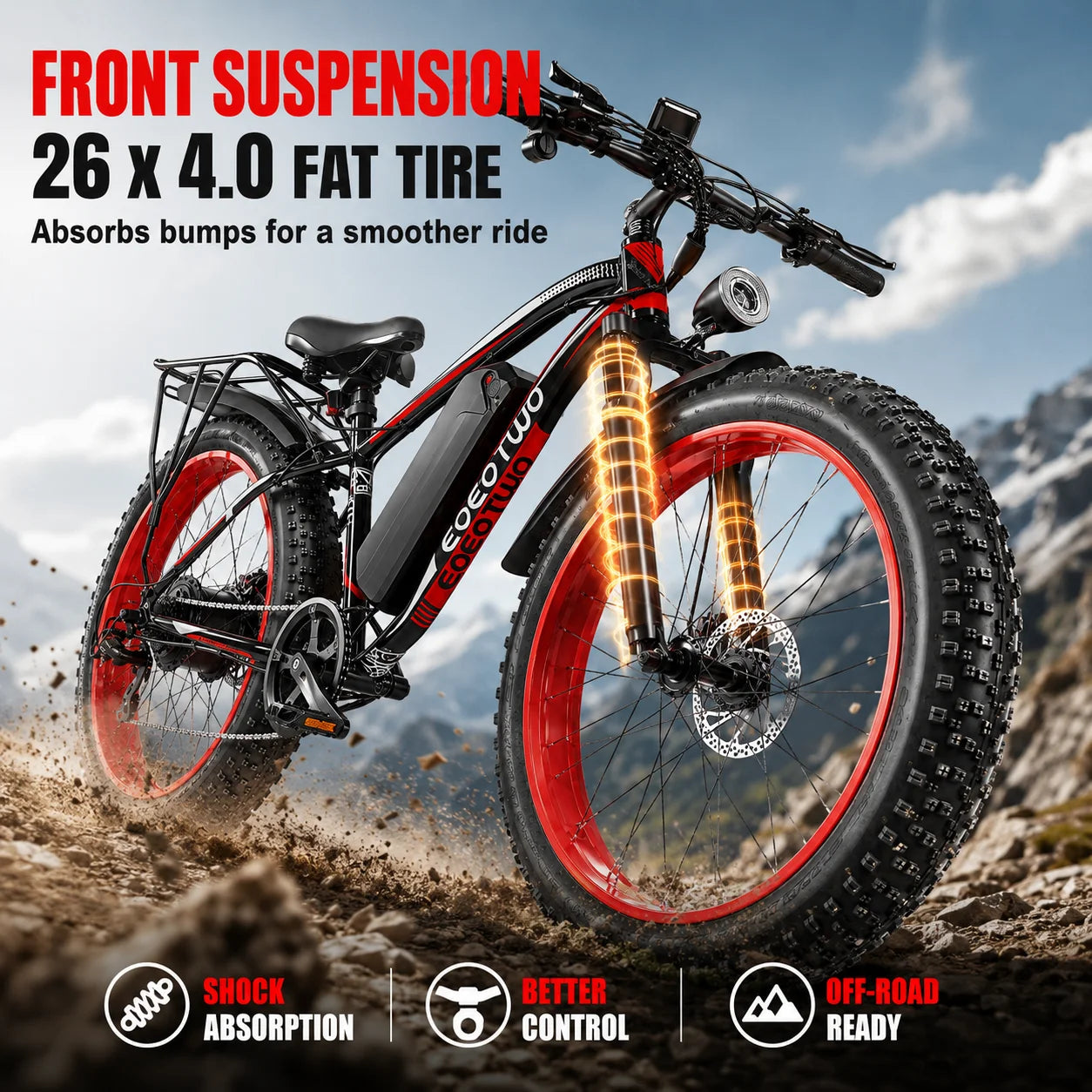 EOEOTWO 1500W Fat Tire Electric Bike All Terrain 34MPH