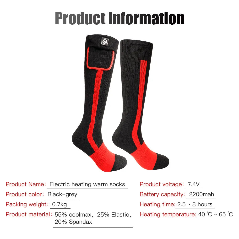 Snow Deer Rechargeable Heated Socks With 2200MAH Battery Pack