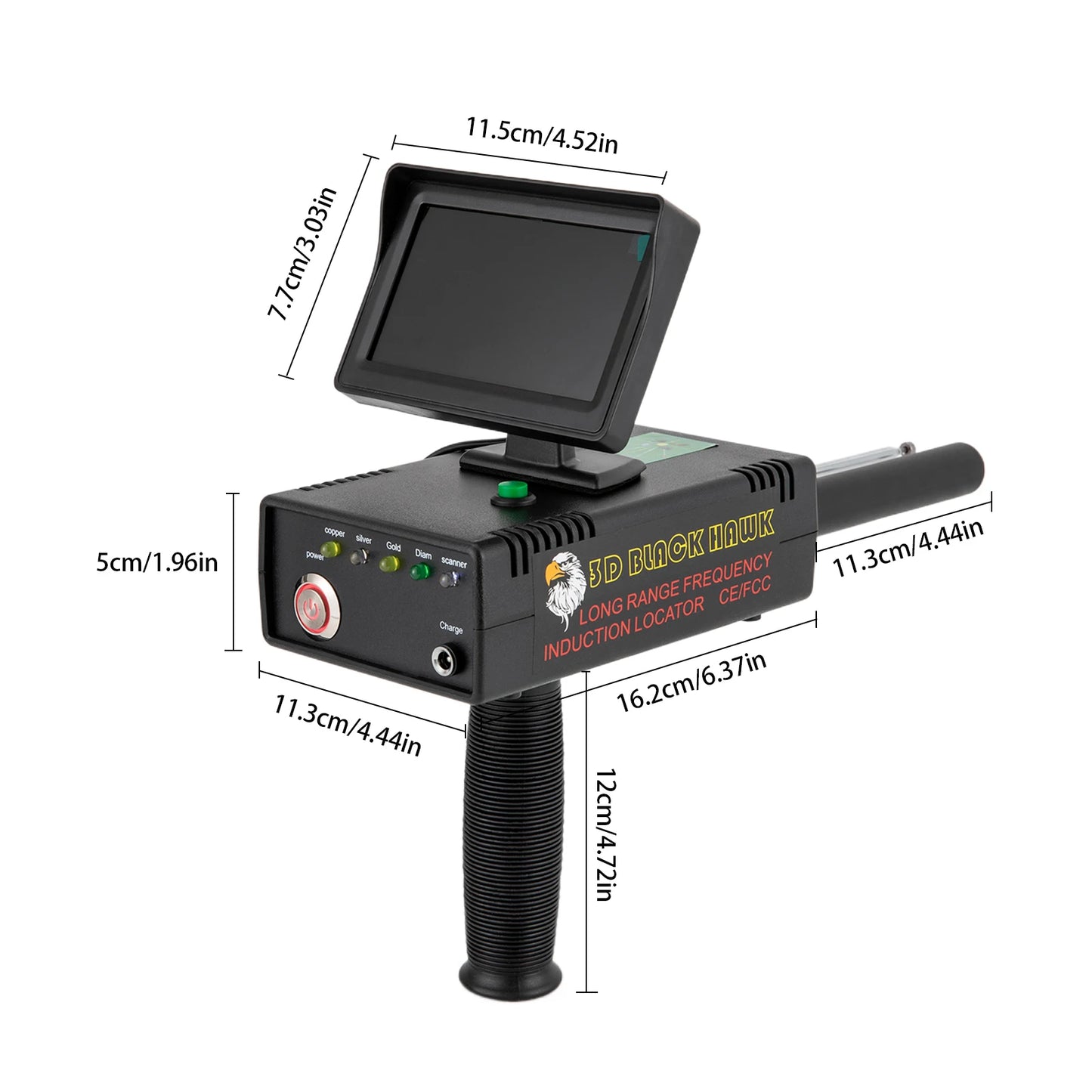 Metal Detector With 3D LED Display Remote Underground Treasure Scanner