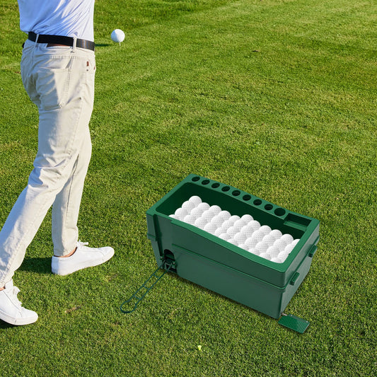 Golf Ball Dispenser, Automatic Golf Tee Dispenser, ABS Durable, 9 Club Holder, Phone Holder Included, Indoor & Outdoor Practice Training Aid for Beginner & Pro