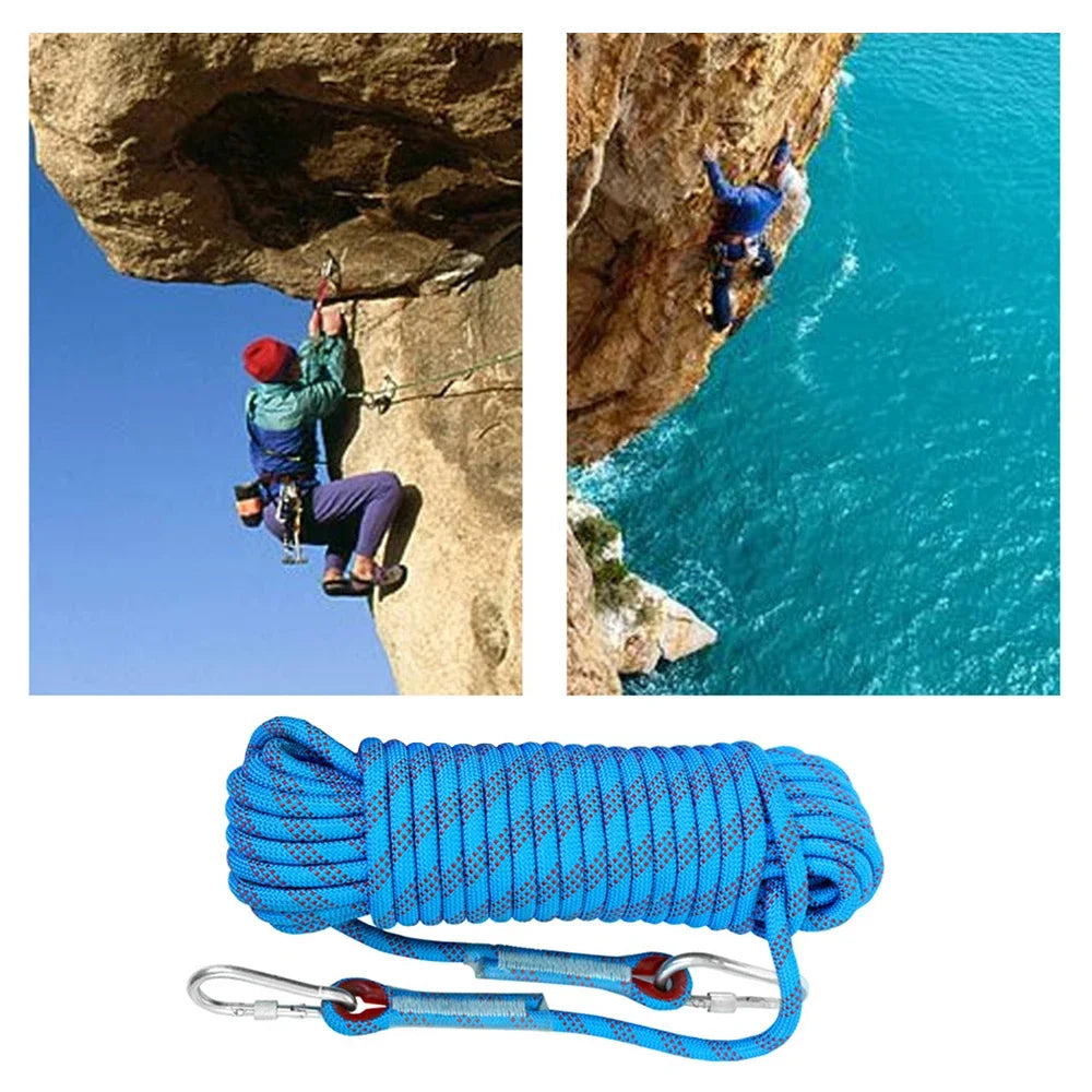 10mm Rock Climbing Rope 10M/20M/30M Outdoor Static Rapelling Rope for Fire Rescue Safety Escape Tree Climbing for Outdoor Sports