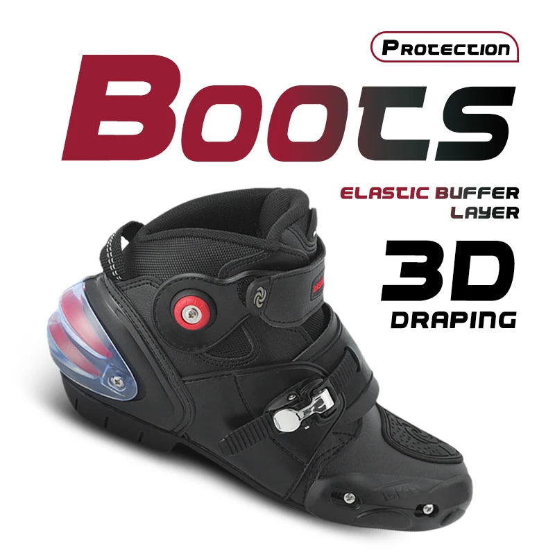 Men’s motorcycle shoes, breathable, casual leather boots for spring and summer, ankle shoes for men.