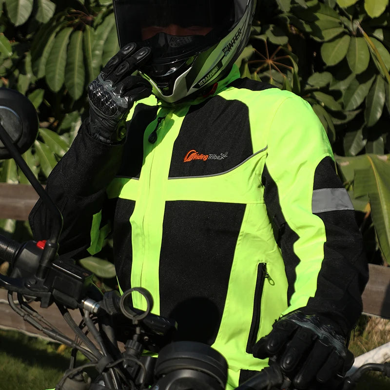 Reflective Motorcycle Jacket With Protective Padding For Night Riding