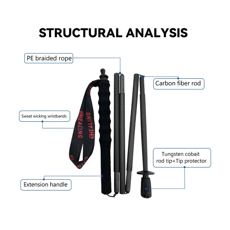OKHEALING Ultralight Carbon Fiber Trekking Poles Antishock FiveSection