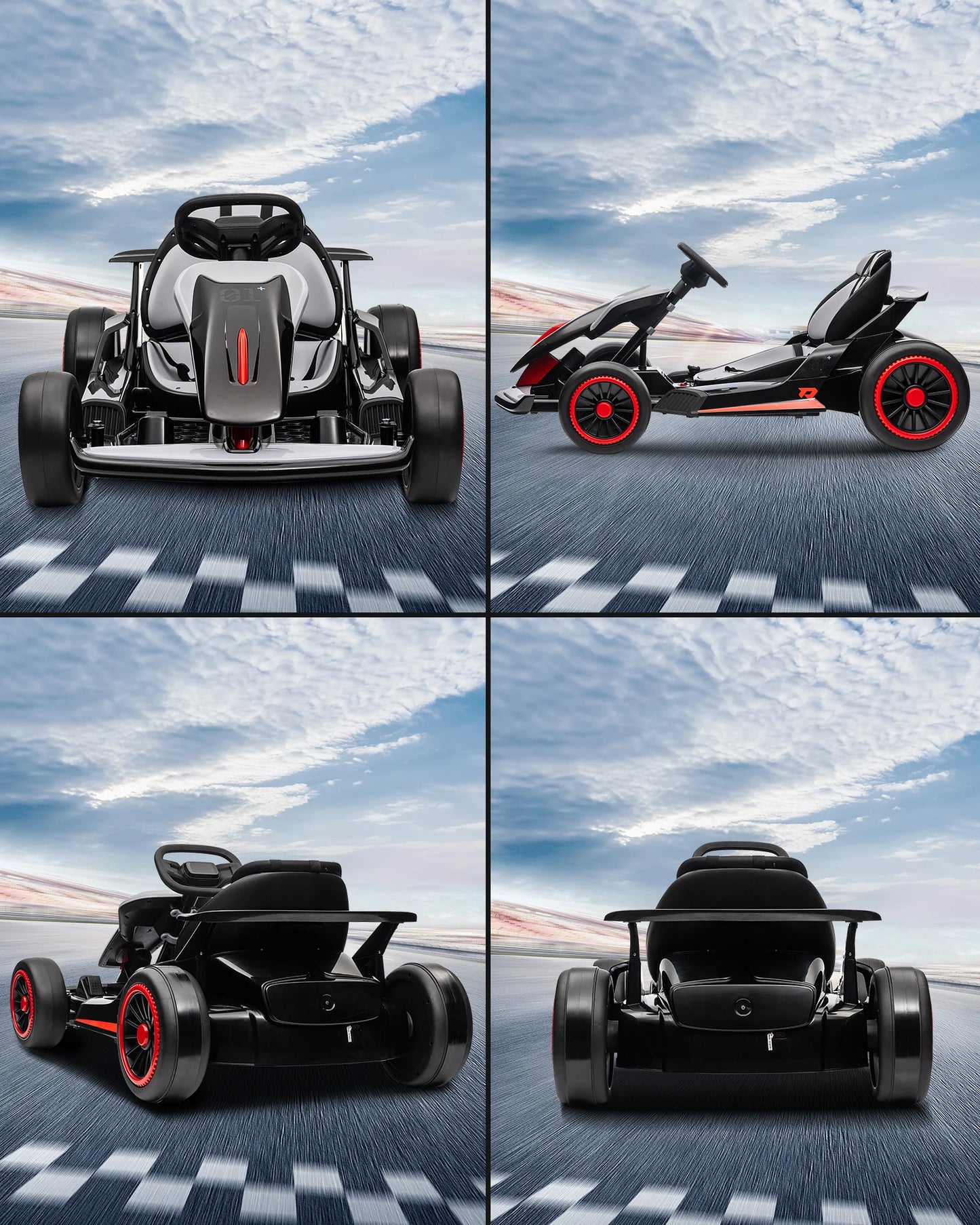 HiMISS Electric Go Kart Drift Car With Dual 200W Motors LED Lights