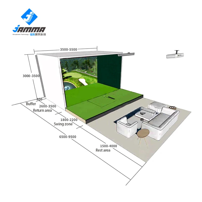Jamma Professional Indoor Golf Simulator 3D Interactive Projection System