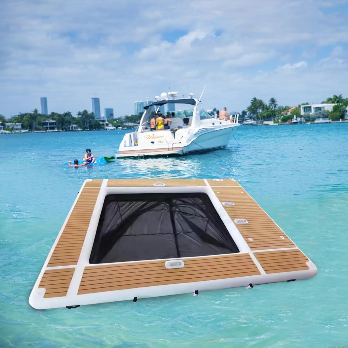 Ejia Inflatable Pool Float Platform Dock With Non Slip Surface