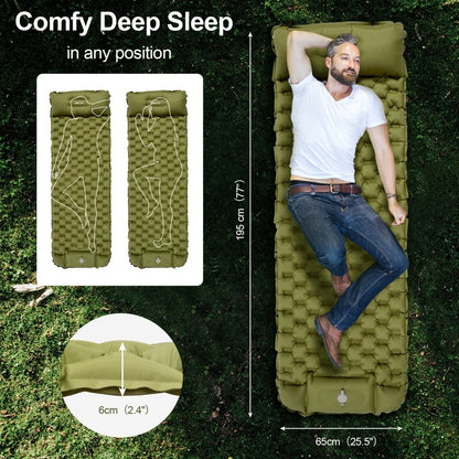 Night Cat Inflatable Sleeping Pad With Pillow And Foot Pump