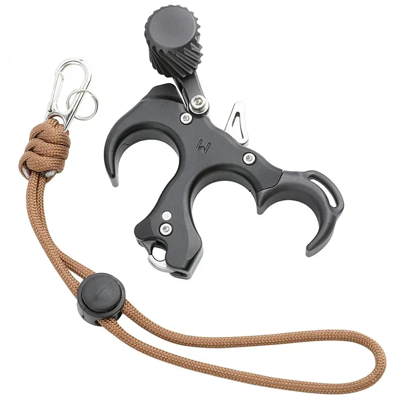 Archery Release Aid, 3/4 Finger Aluminum Grip, Thumb Trigger for Compound Bow, Hunting & Target Shooting, Left/Right Hand Compatible Archery Accessories
