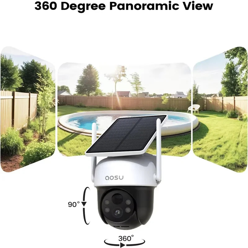 AOSU 3MP Solar Security Camera With Two Way Audio Wireless
