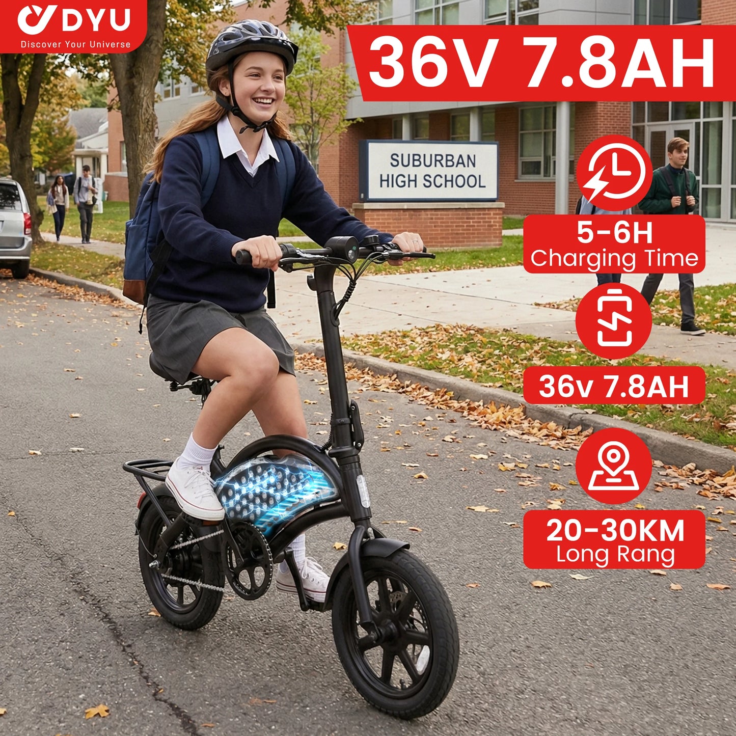 Dyu D3F Portable Folding Electric Bike With 500W Motor