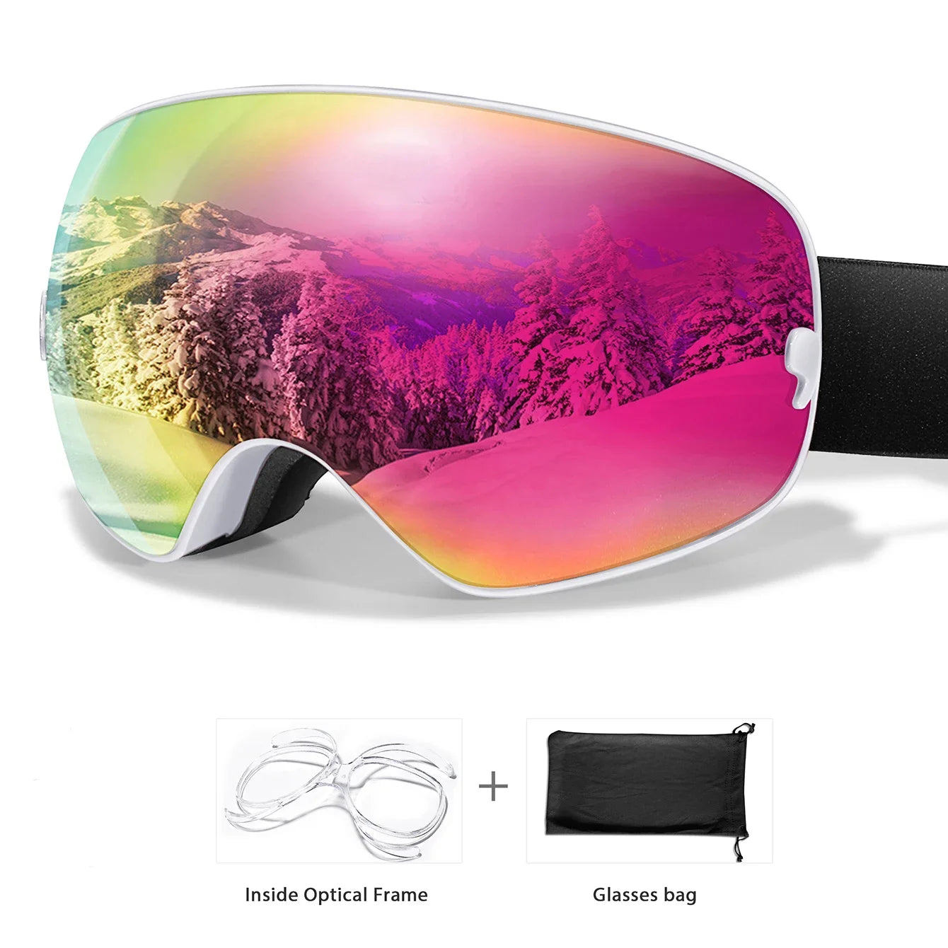 Winter Ski Goggles UV400 Anti Fog Snowboard Eyewear With Bag