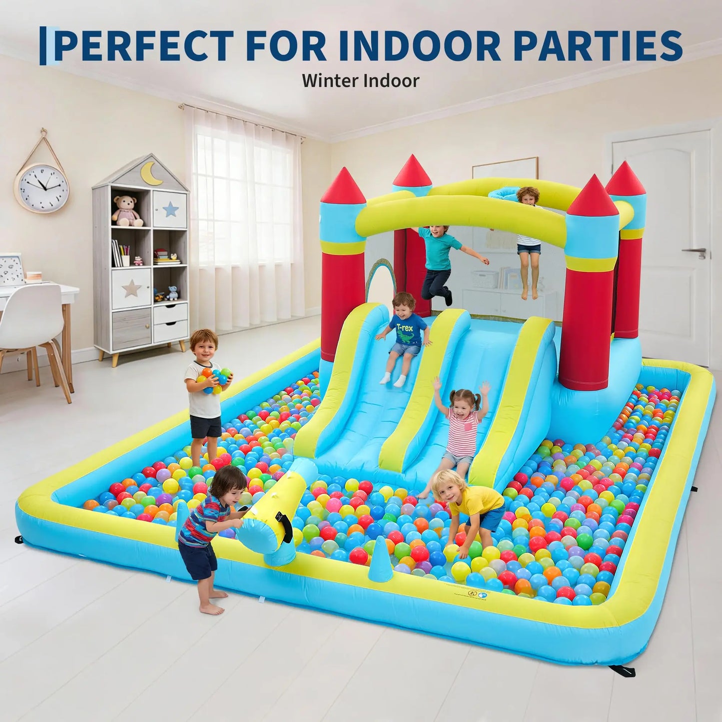 HiMISS Inflatable Bounce House With Slide And Splash Pool 7 In 1