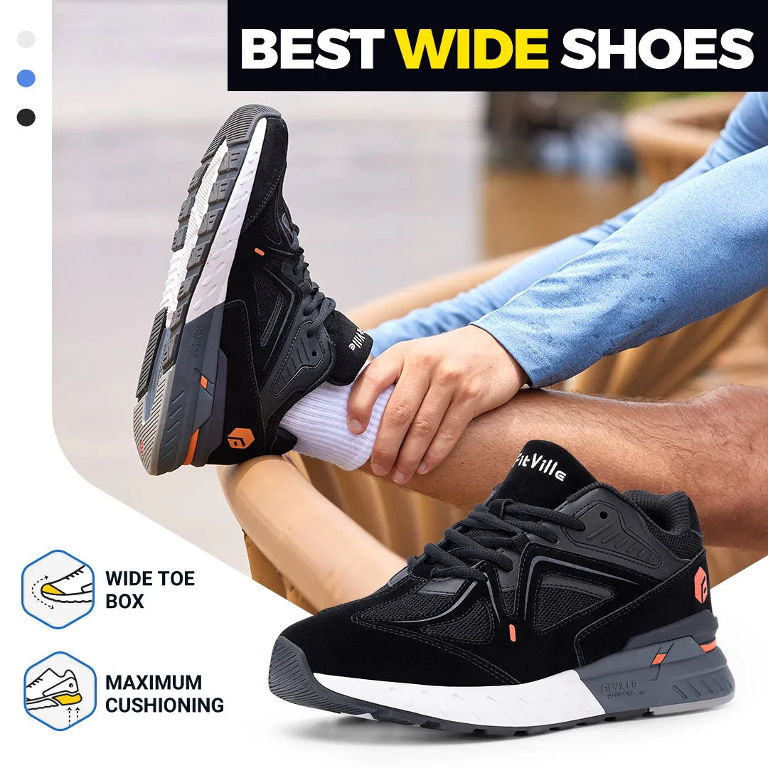 Fitville Men Lightweight Walking Shoes With Arch Support And Heel Relief