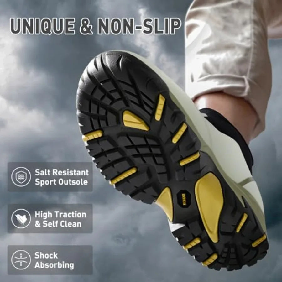 Kalkal Men Waterproof Rubber Ankle Rain Boots Insulated Work Shoe