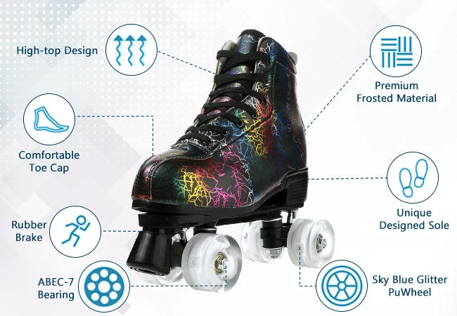 YYW Flashing Quad Roller Skates For Adults Women Men Outdoor