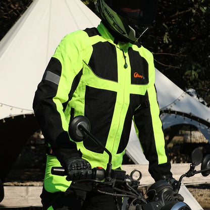 Reflective Motorcycle Jacket With Protective Padding For Night Riding