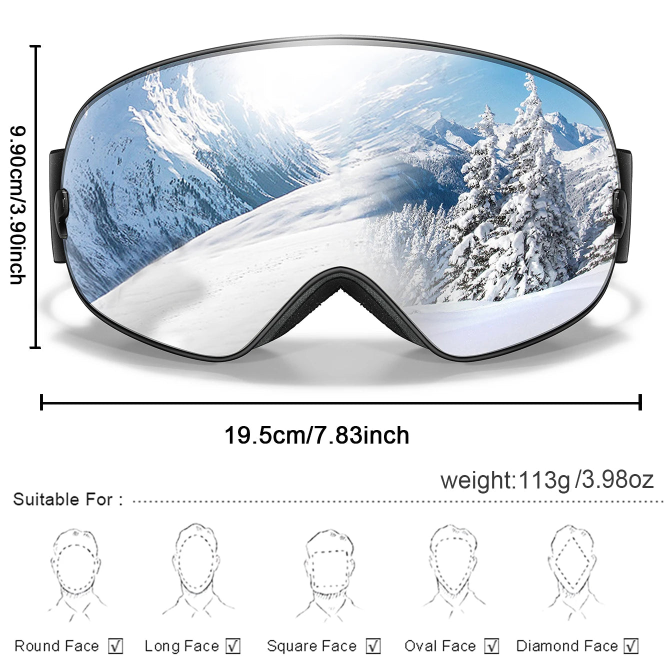 Winter Ski Goggles for Men and Women UV400 Anti Fog