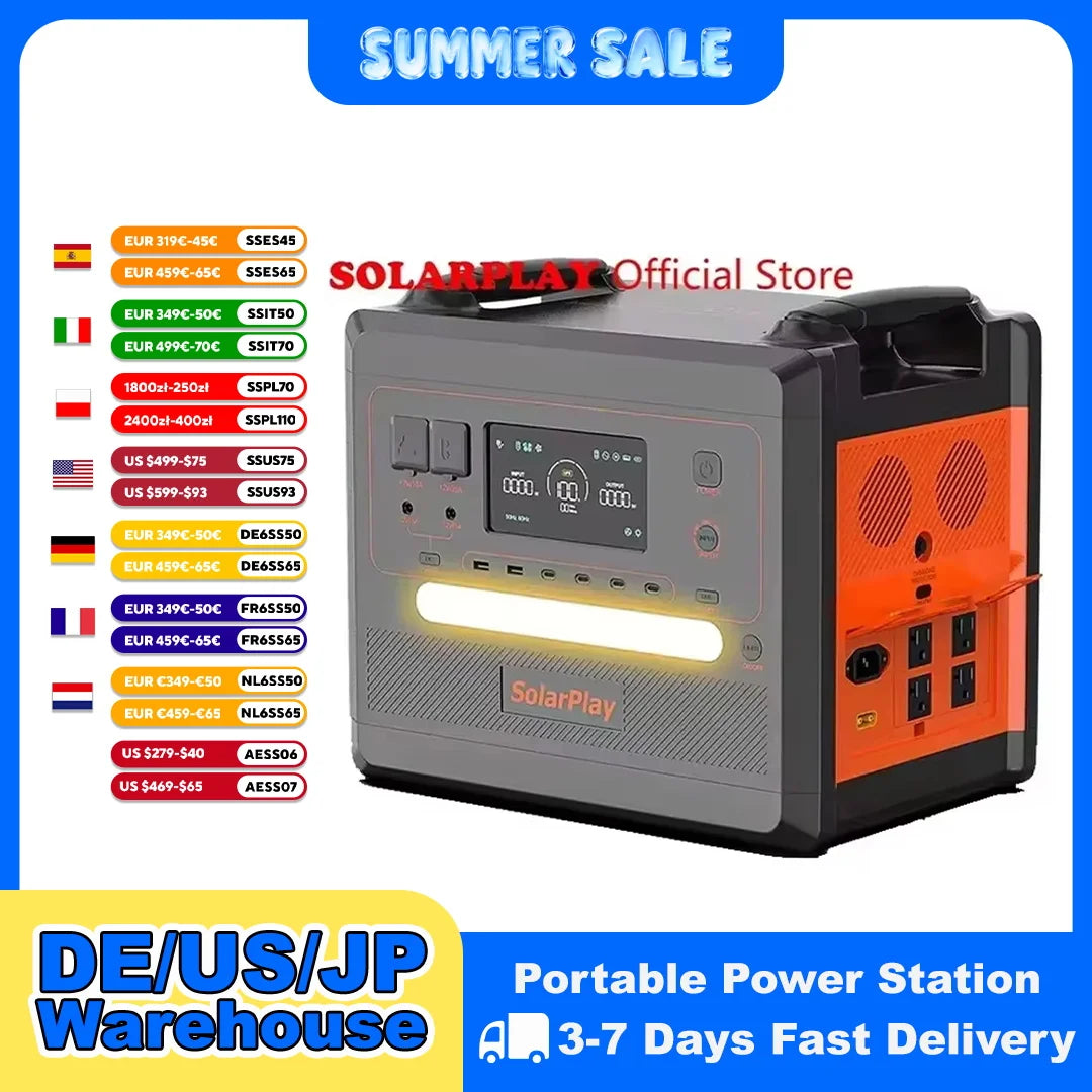 SOLARPLAY Portable Power Station 2500W 2300Wh Solar Generator