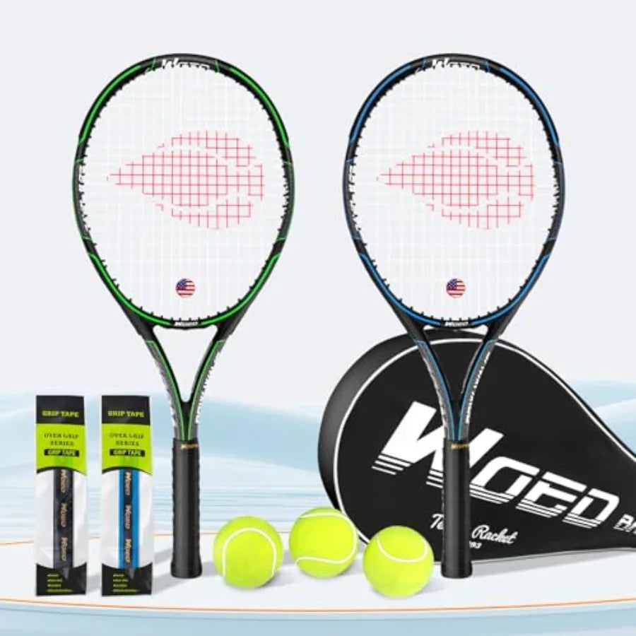 Adult 2 Player Tennis Racket Perfect for Beginner and Professional Players, 27" Speed Tennis Racquet Include Overgrips, Tennis