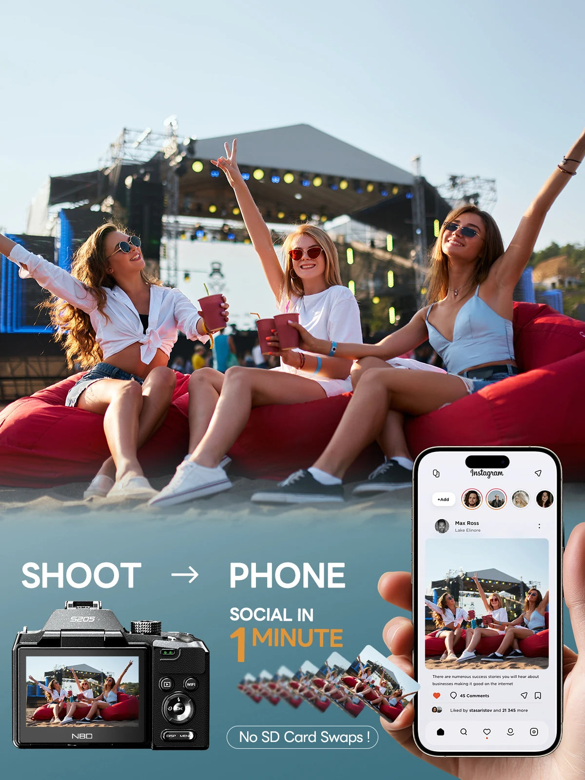 NBD S205E 64MP Professional Digital Camera For Vlogging
