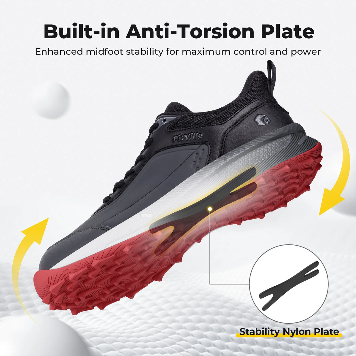 FitVille Men's Waterproof Spikeless Golf Shoes Arch Support Comfort