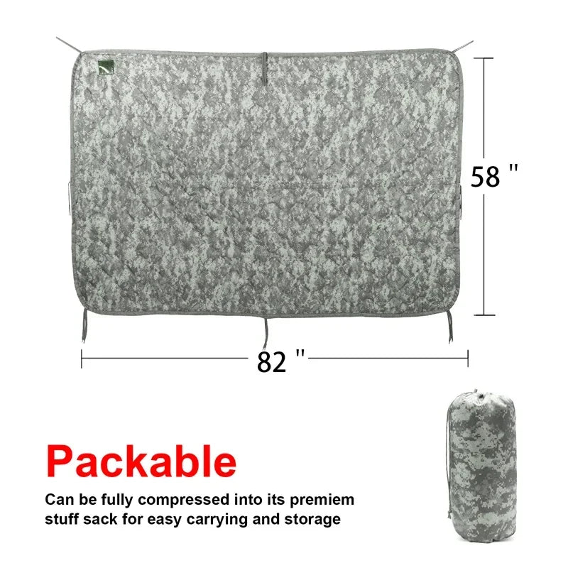 Tactical Army Poncho Liner Camouflage Water Repellent Woobie