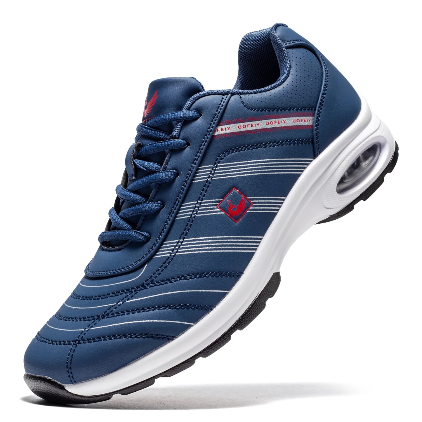 Mens Leather Golf Shoes Breathable Air Cushion Spikeless Athletic Sneakers