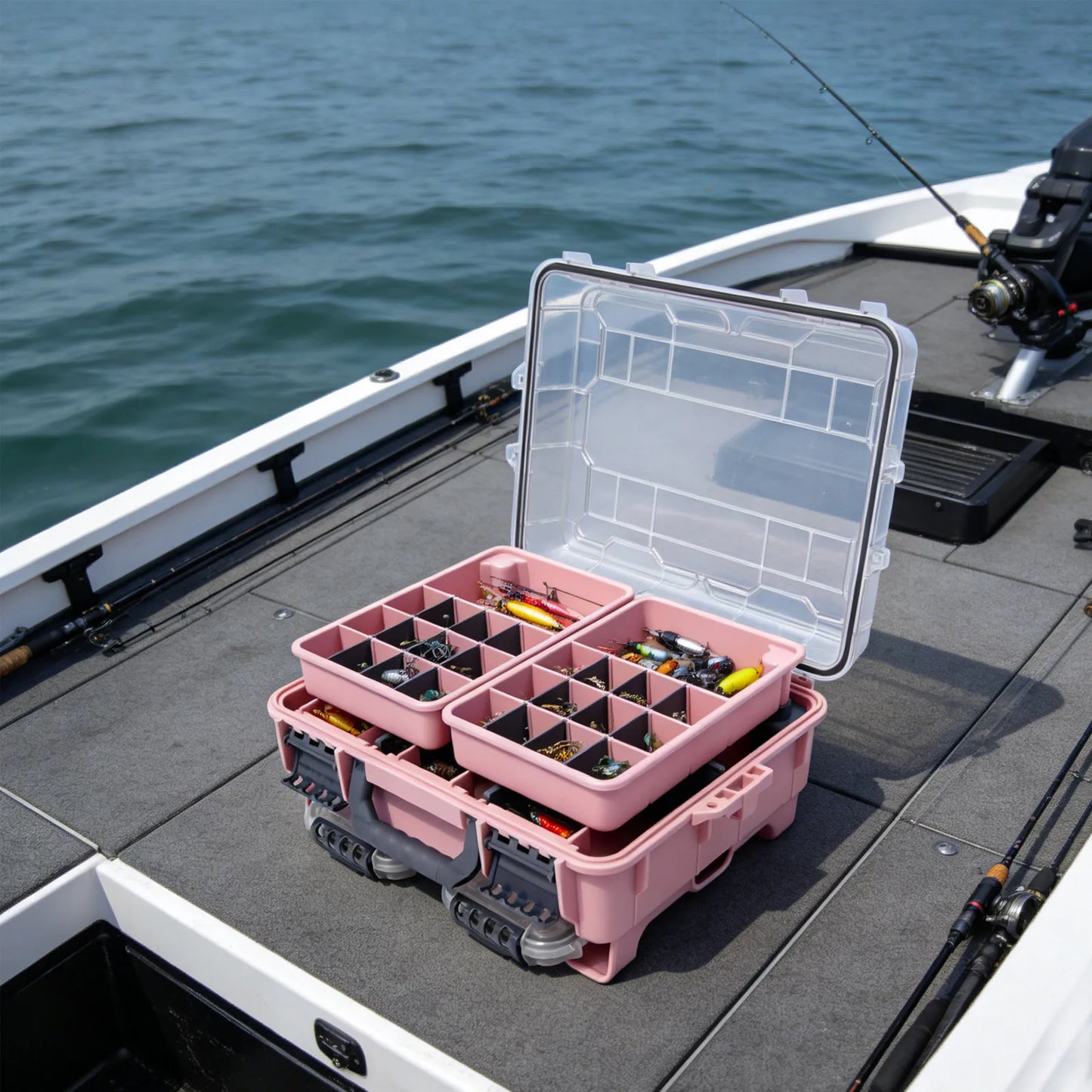 Waterproof Multi Layer Fishing Tackle Storage Box Double Lock