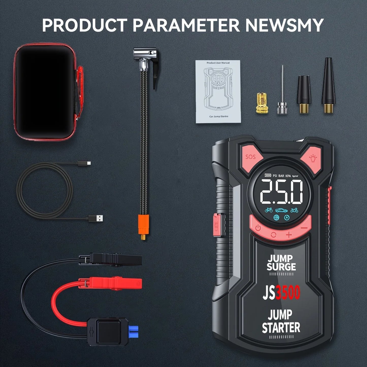 PAIVIROKU 5 In 1 Jump Starter With Digital Tire Inflator