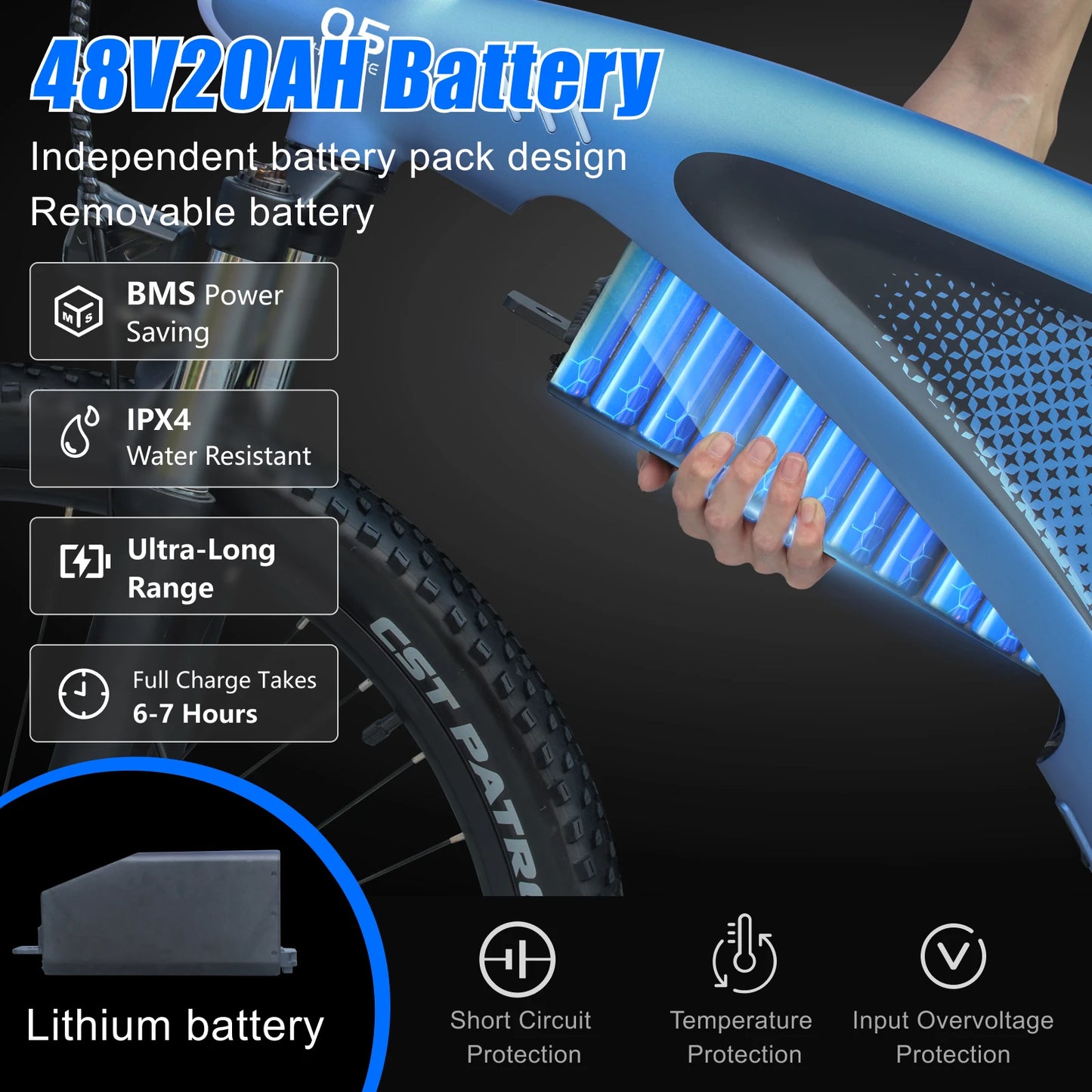 HUANCI Q5 Mountain Electric Bike 48V 20Ah Hydraulic Disc Ebike