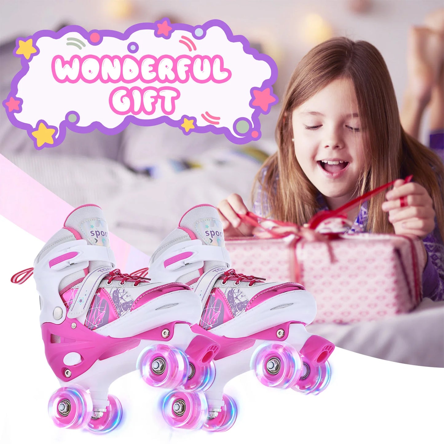 Luminous Adjustable LED Kids Roller Skates For Girls And Boys