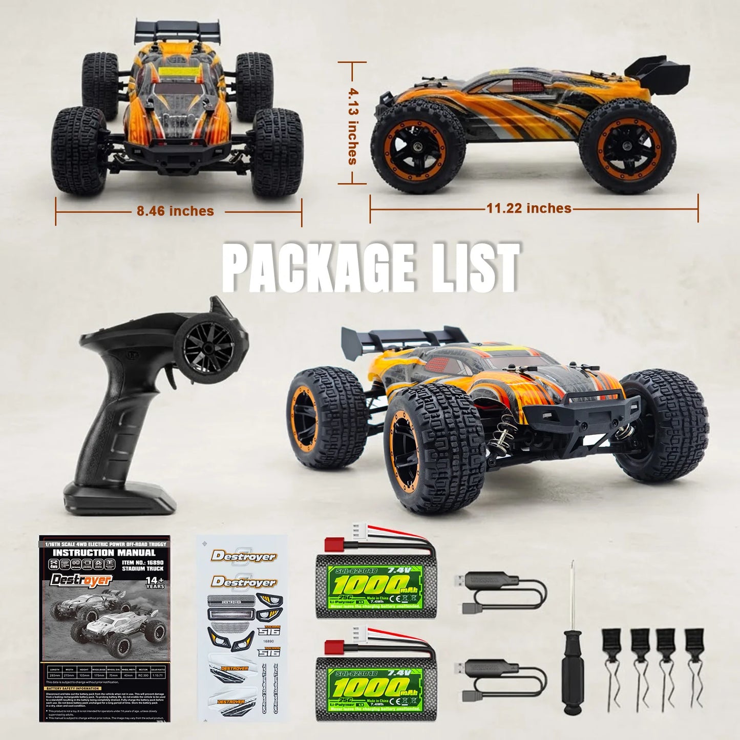 HAIBOXING 16890S 1:16 RC Truck, 4WD Off Road RC Car,Max Speed 25MPH,Waterproof Electronic Components, Suitable for all terrains