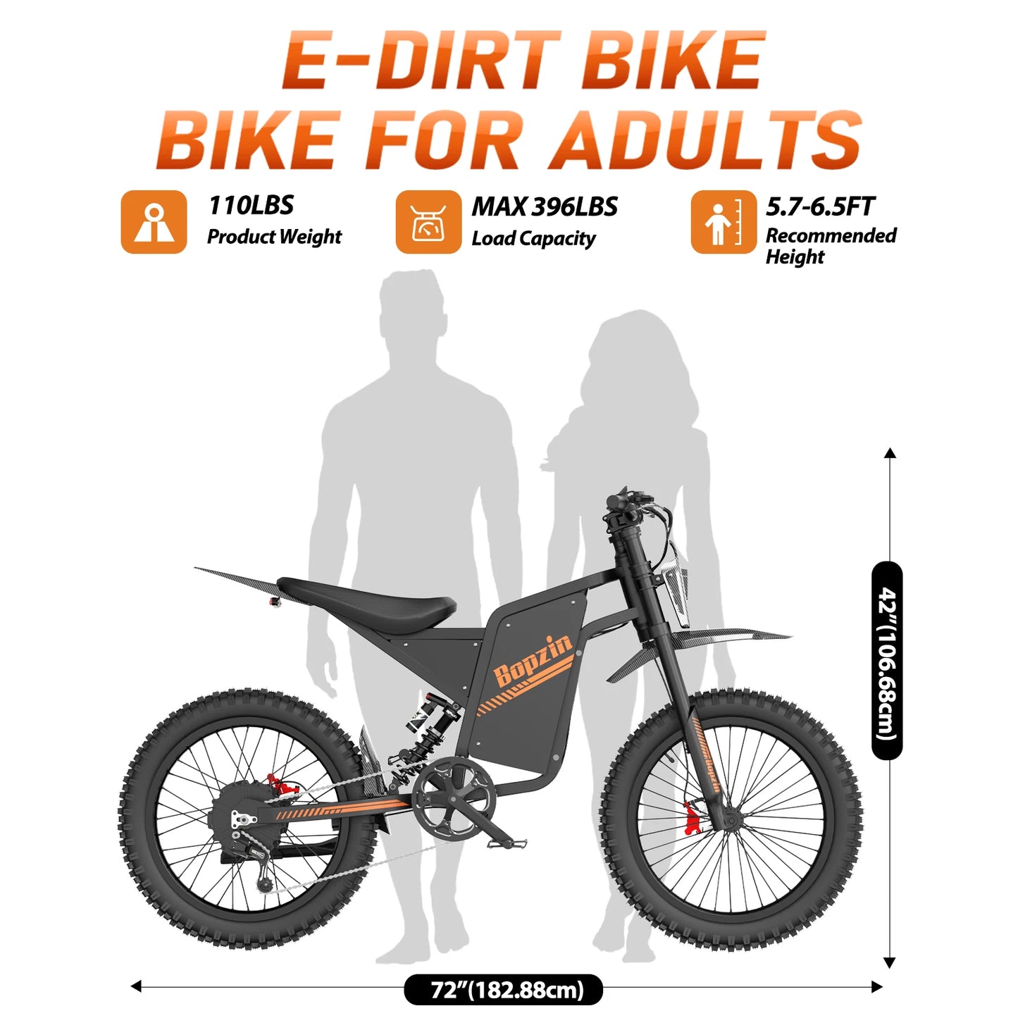 Bopzin Peak 3000W Electric Dirt Bike For Adults With Suspension
