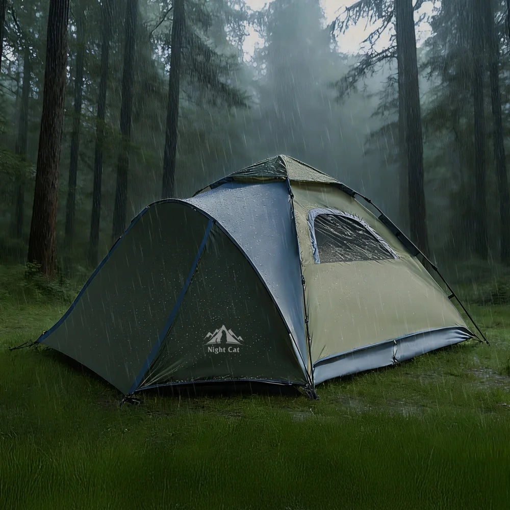 Night Cat Pop Up Tent For 2-3 Persons With Rainfly
