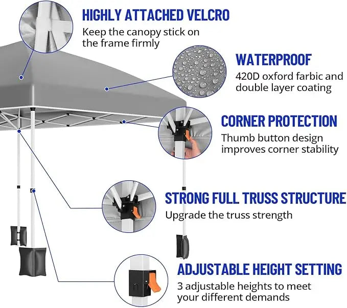 Acekool Pop Up Canopy Tent With Sidewalls Waterproof Gazebo