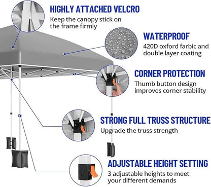 Acekool Heavy Duty Canopy Tent Waterproof Commercial Outdoor Gazebo Sidewalls