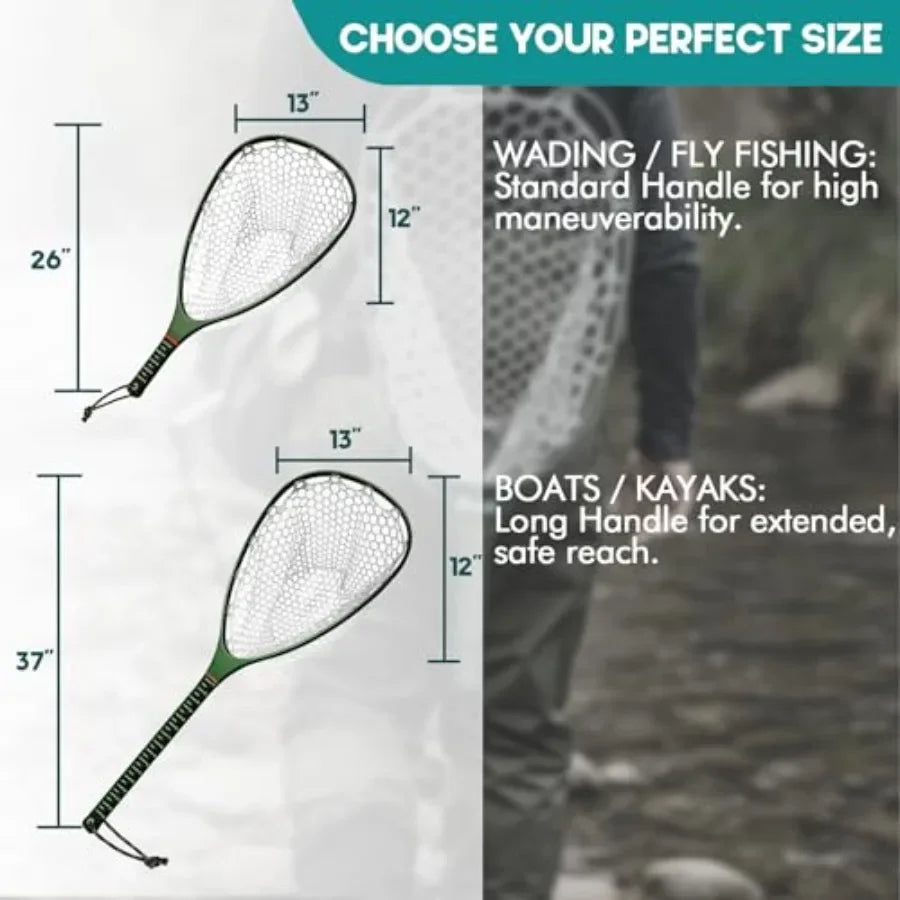 Fly Fishing Landing Net for Trout with Carbon Fiber Frame