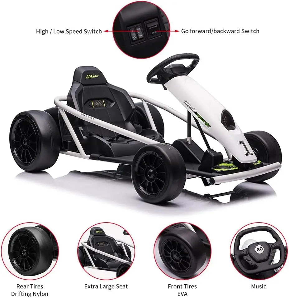 HiMISS Ride On Go Kart Dual 300W Motors 24V For Kids