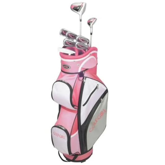 Ladies Golf Clubs Set with Cart Bag for Women, All Graphite Shafts, Left-Handed, Black and Pink, Lightweight and Forgiving Desi