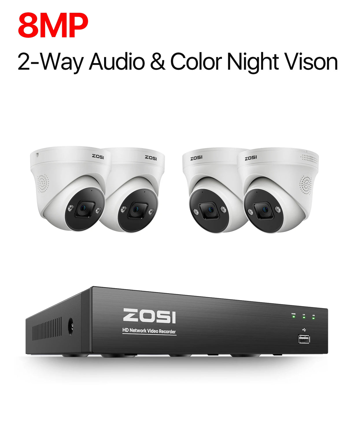 ZOSI 4K 8MP PoE Camera System With 8 Channel NVR