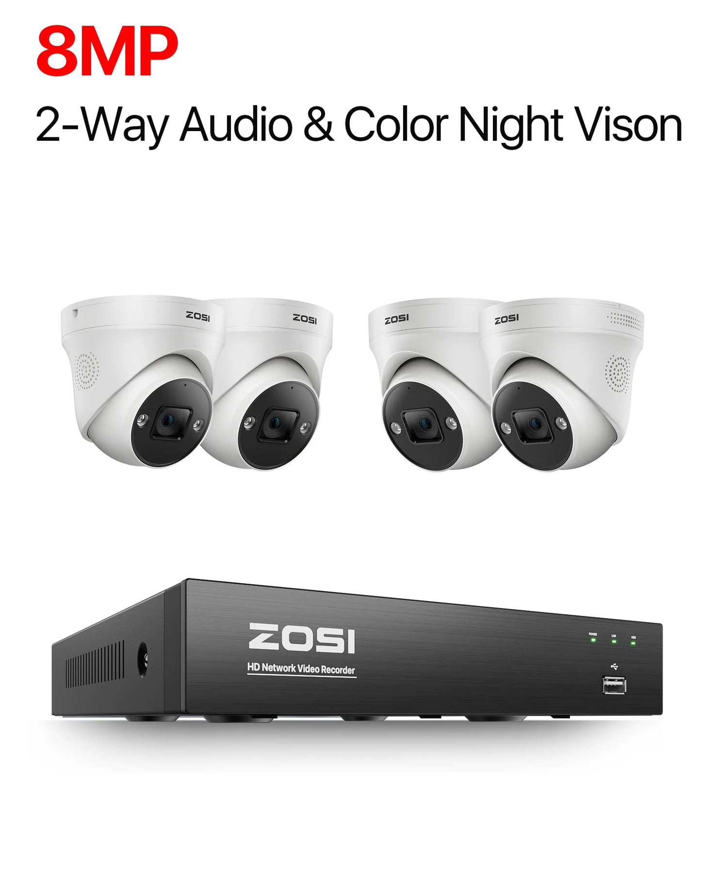 ZOSI 4K 8MP POE Video Surveillance Kit 8Channel NVR System