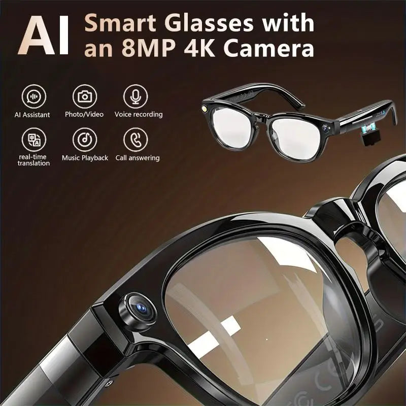 Smart Glasses With Real Time Translation AI Assistant And 8MP Camera 1080P Video
