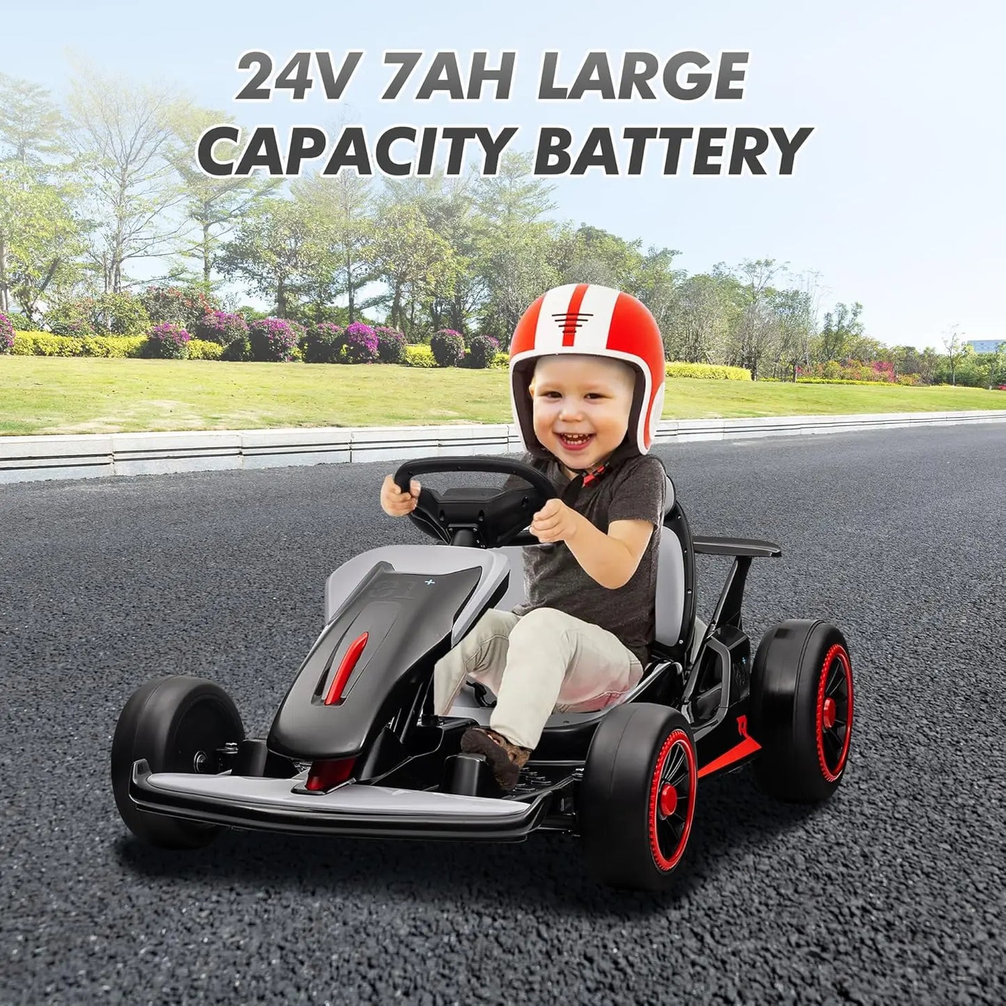 HiMISS Electric Go Kart Drift Car With Dual 200W Motors LED Lights
