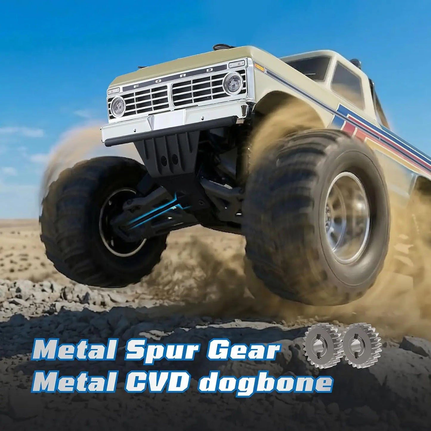 1/10 Ford F-100 Brushless Monster Truck Officially Licensed - 2WD High Speed Off-Road RC Rock Crawler, Hobby Grade Remote Control Car for Adults, RS No Battery (Black)