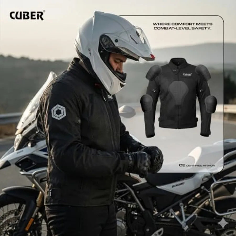 CUBER MOTORCYCLE BREATHABLE MESH JACKET MENS WITH CE ARMOR BIKERS RACING GEAR SUMMER MOTORBIKE PROTECTIVE JACKET