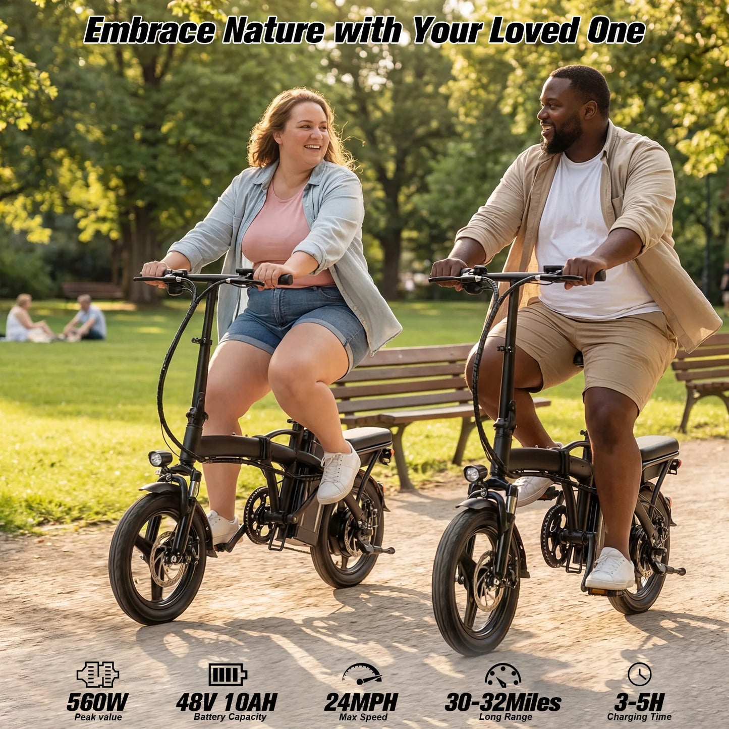 Terrosor Foldable Electric Bike for Adults 500W 48V Battery