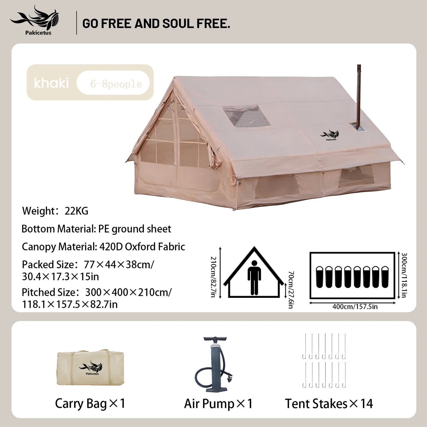 Inflatable Quick Setup Camping Tent Waterproof Family Tent Portable
