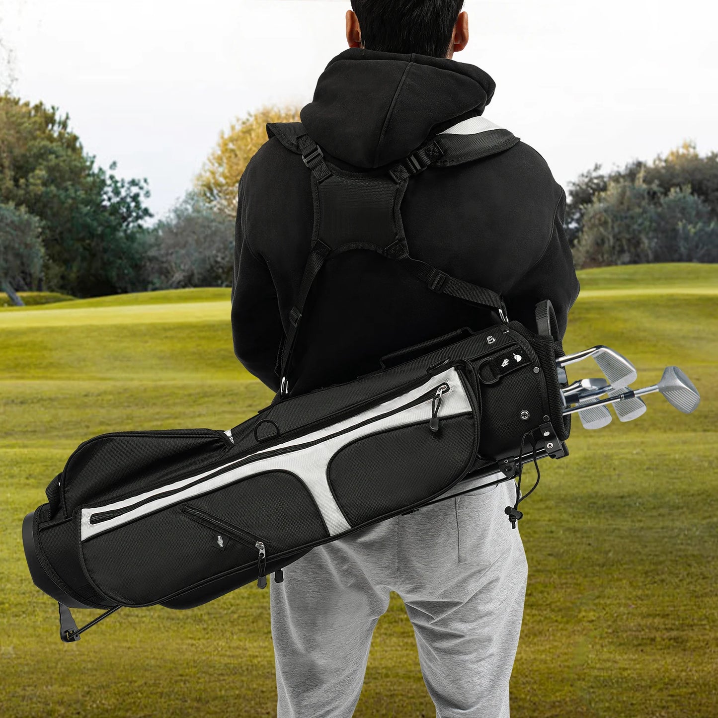 Bymaocar Golf Stand Bag With 3 Dividers And 5 Pockets